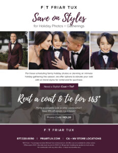 save on styles with Friar Tux info flyer 