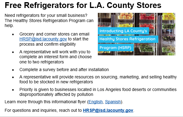 Free Fridges for LA County Stores 