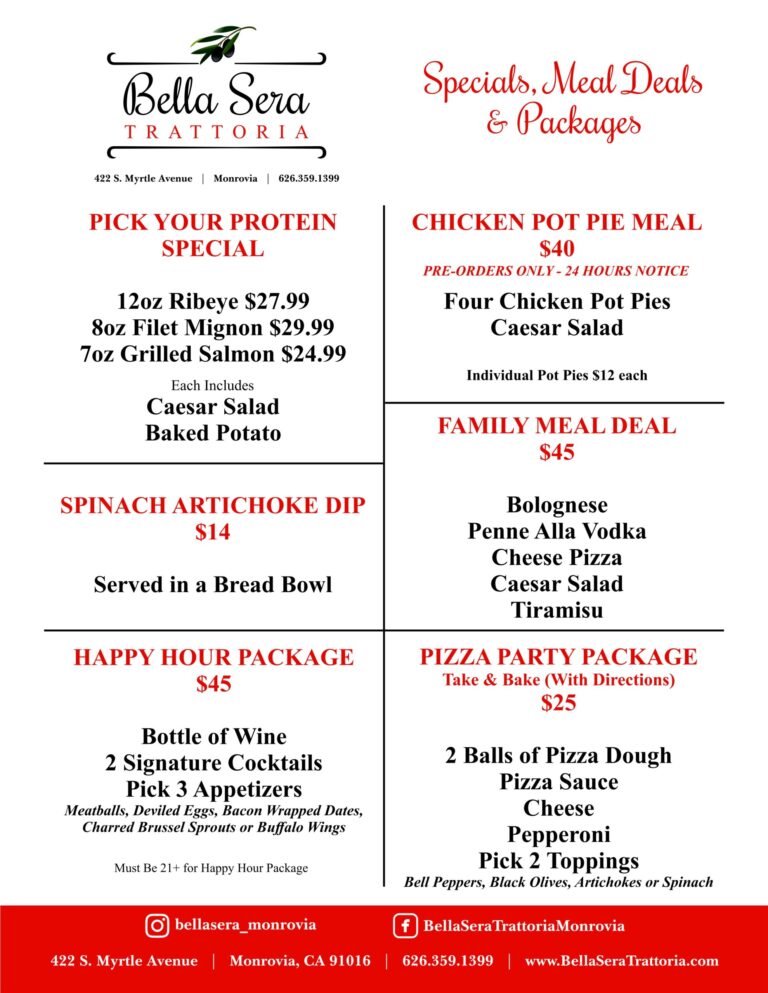 Bella Sera Meal Deals v1-5-20 Bella Sera Meal Deals