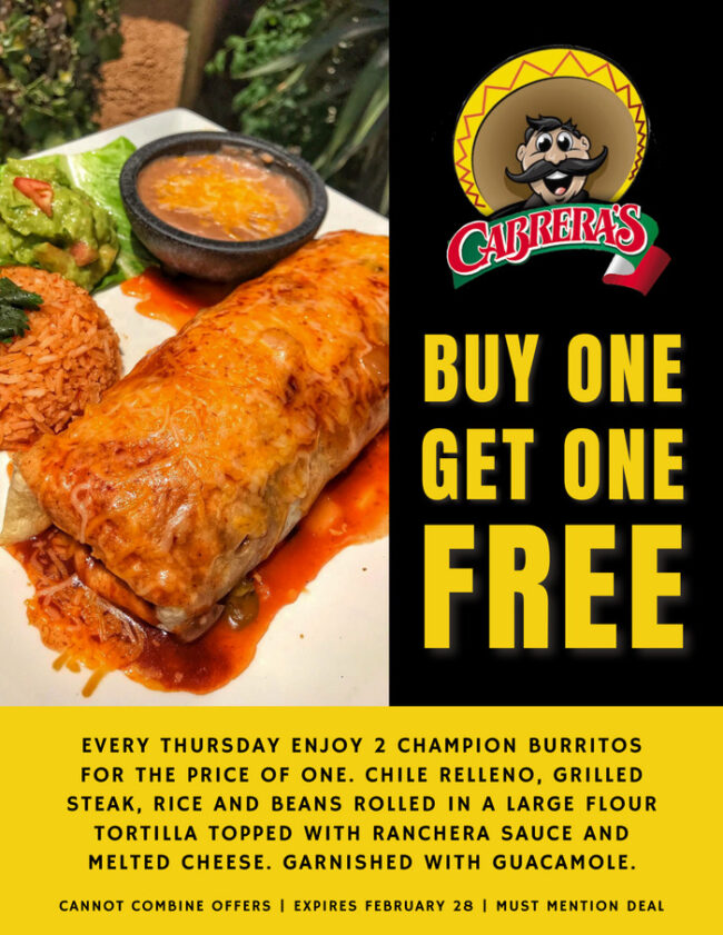 Cabrera's free burrito thursdays