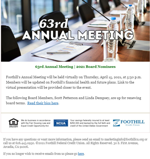 Foothill Credit Union March Newsletter