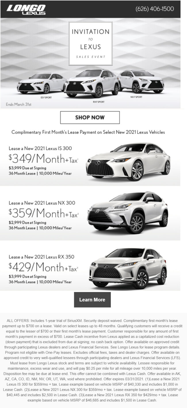 Longo Lexus Sales Event
