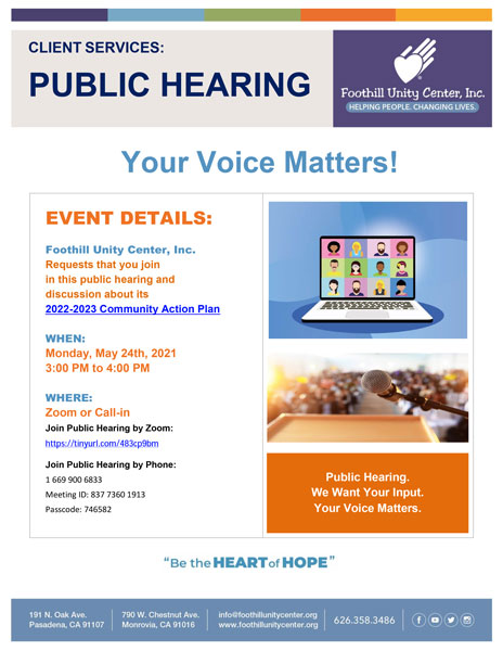 Foothill Unity Center Public Hearing 
