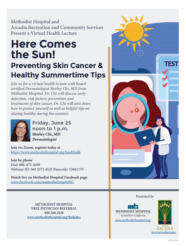 Methodist Hospital and Arcadia Community Services Skin Cancer Prevention Webinar Flyer 