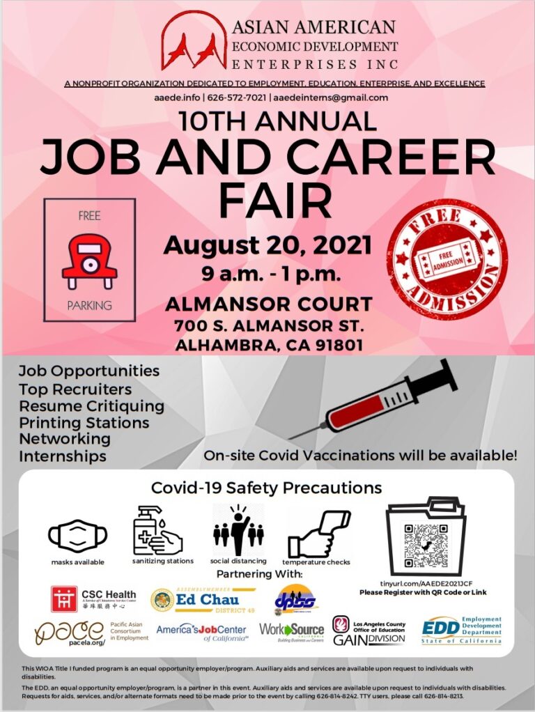 Assemblymember Ed Chau's job and career fair flyer