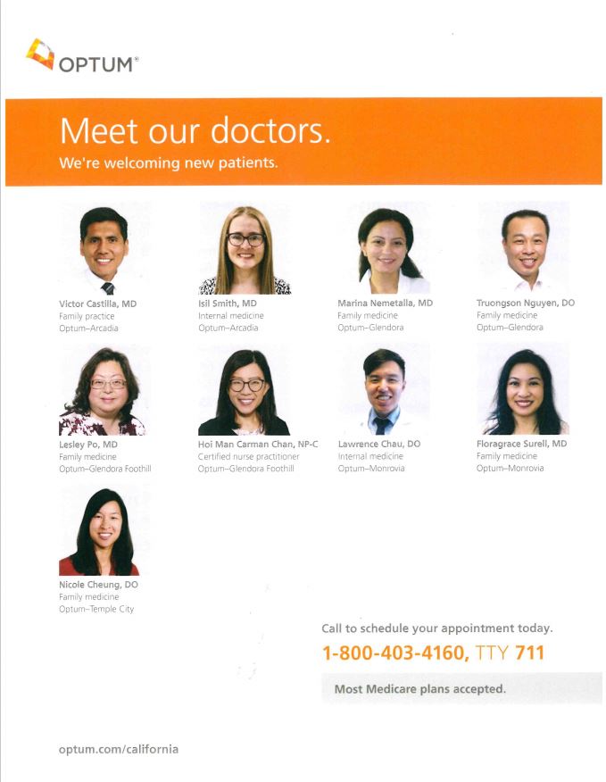 meet the doctors of Optum flyer 