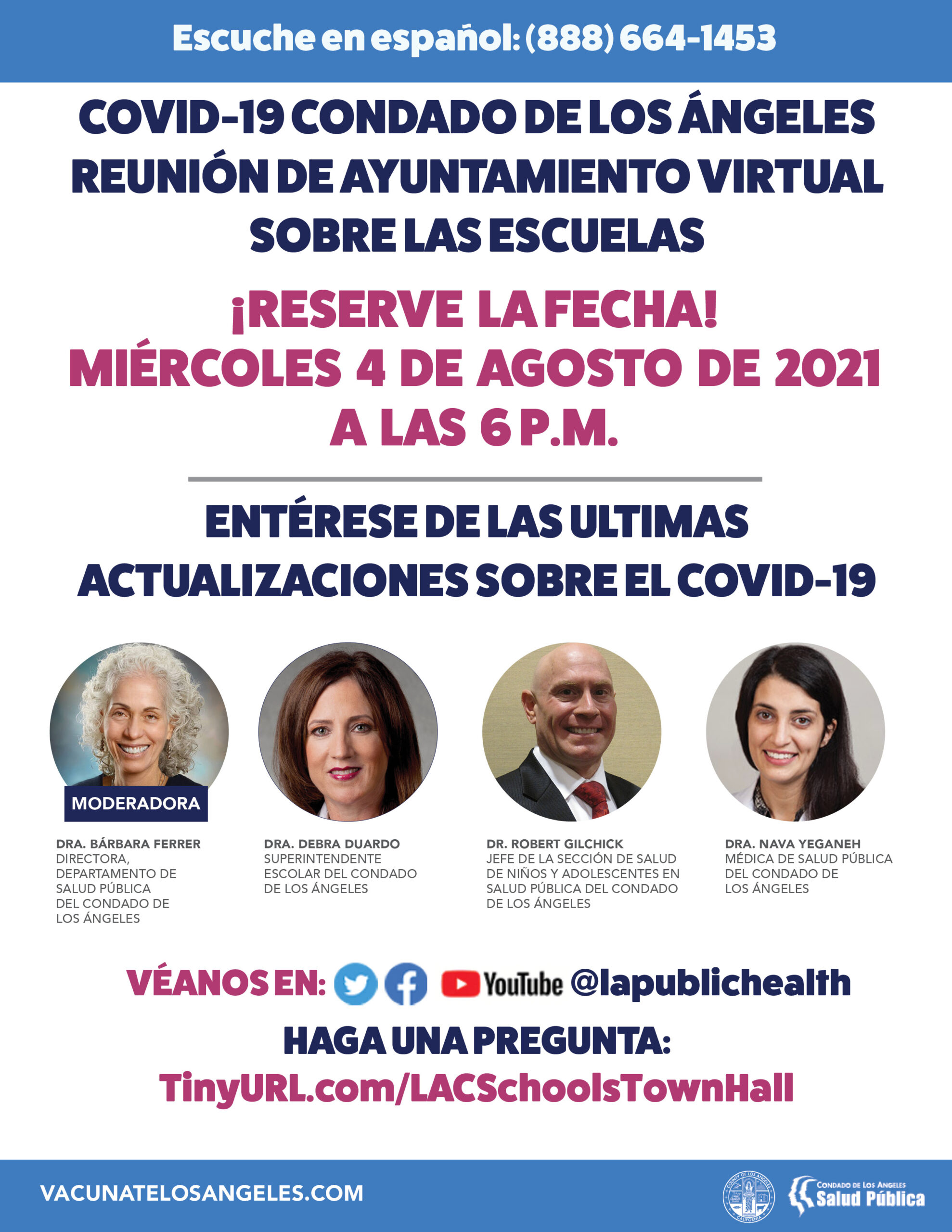 flyer for COVID-19 Townhall in Spanish