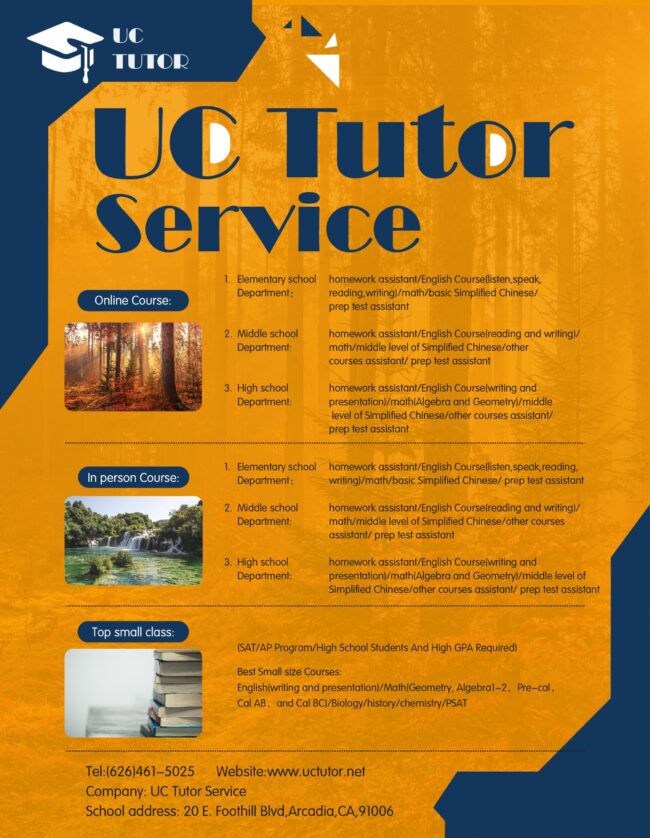 Umbrella Education UC Tutor Services flyer