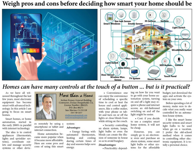 ACC-Oct 21- Erenay Design Build Erenay Design Build weighs pros and cons of the smart home