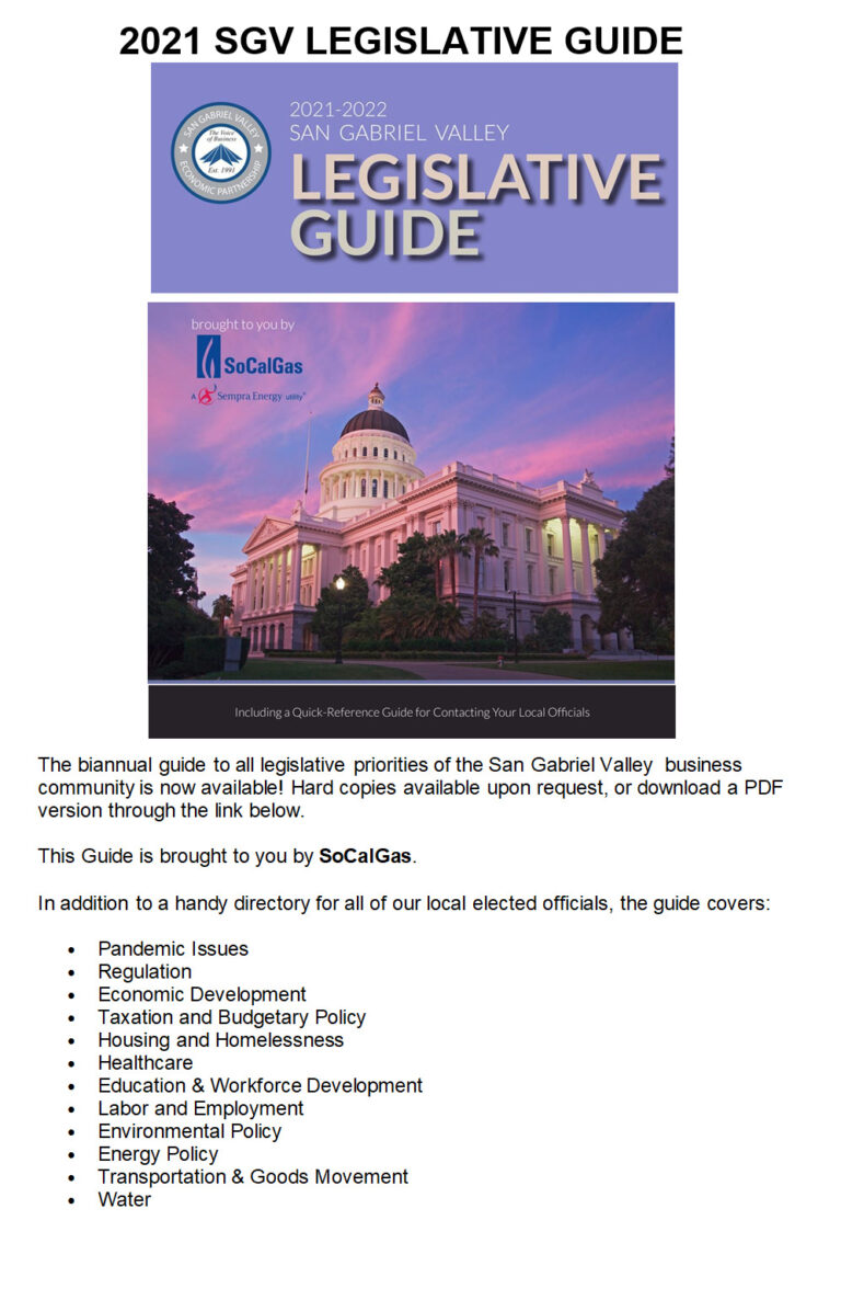 2021 Legislative Guides with list of information included