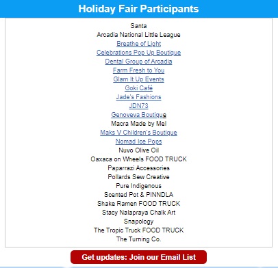 DAIA Holiday Fair Participants list