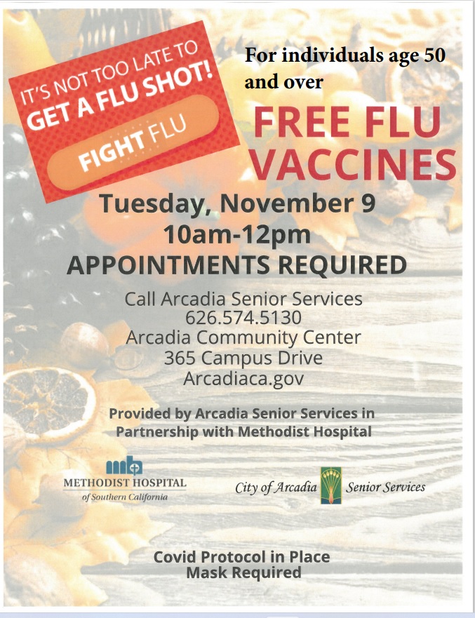 Free Flu Vaccination Clinic at Arcadia Senior Center 