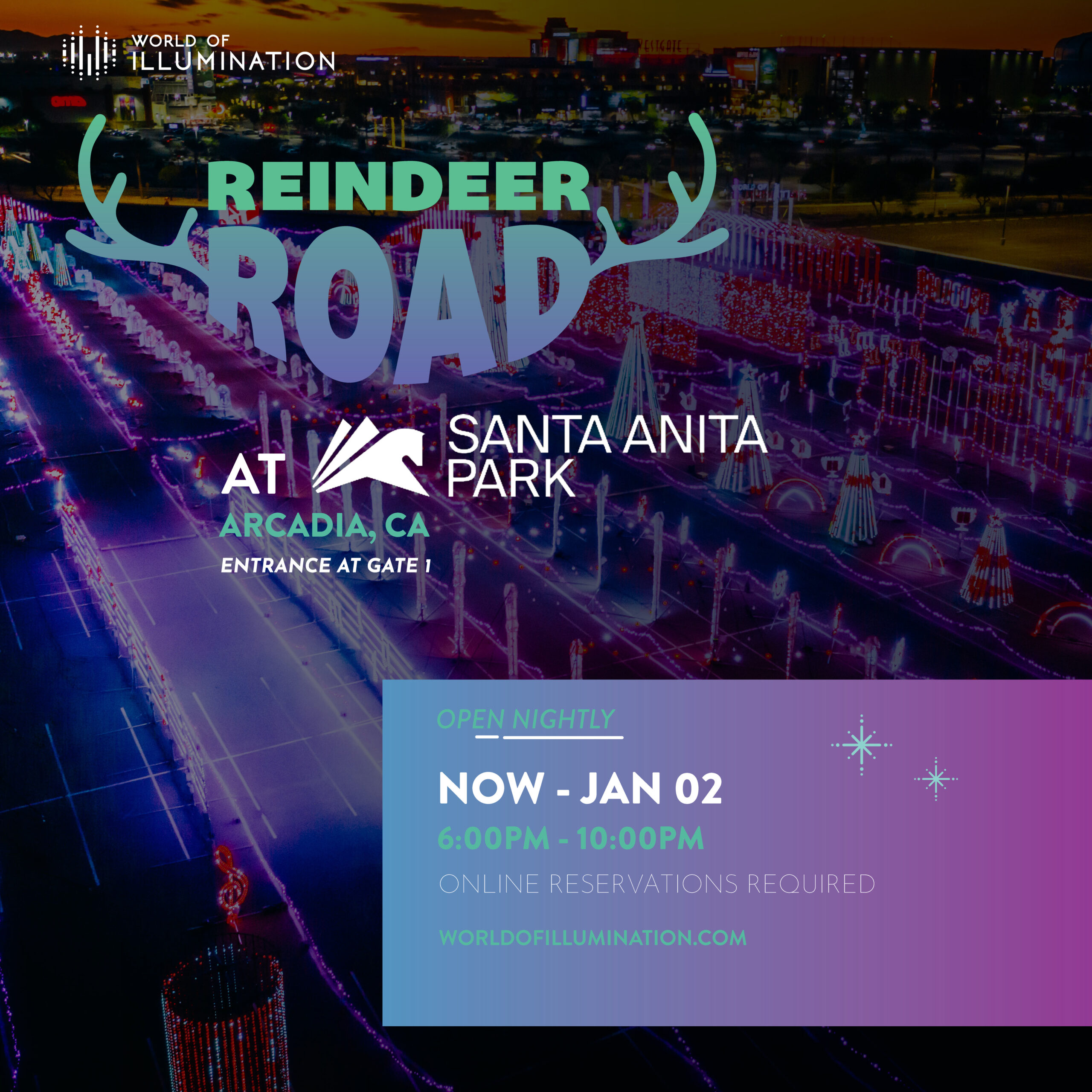 Reindeer Road at Santa Anita Park through January 2nd