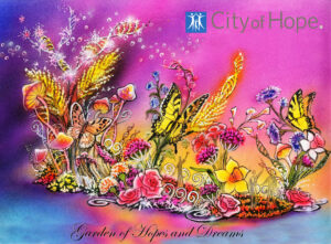 An artist rendering of City of Hope’s 2022 Rose Parade float.