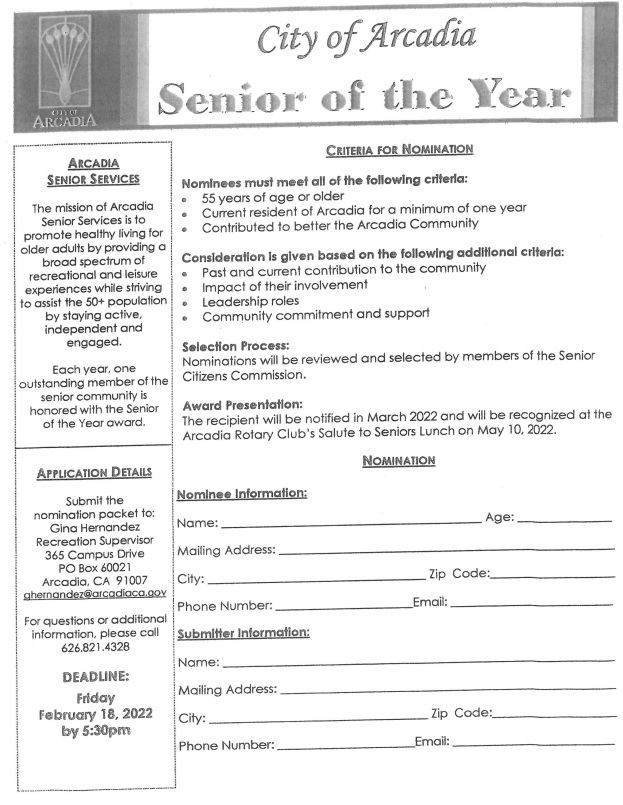 Arcadia Senior of the year nomination form