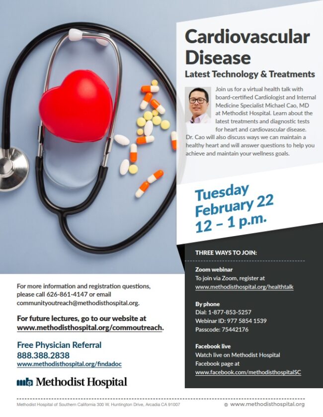 Cardiovascular Disease webinar Cardiovascular Disease webinar with Methodist Hospital on February 22