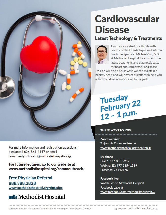 Cardiovascular Disease webinar with Methodist Hospital on February 22