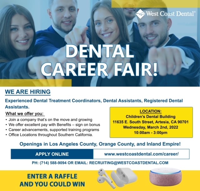 West Coast Dental Career Fair on March 2nd flyer 