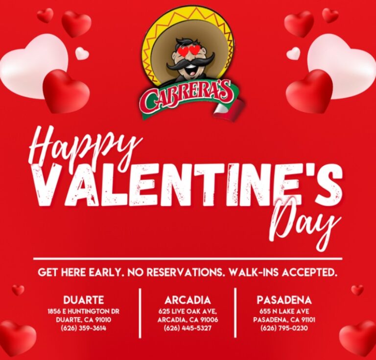 celebrate Valentine's Day at Cabrera's Mexican Cuisine