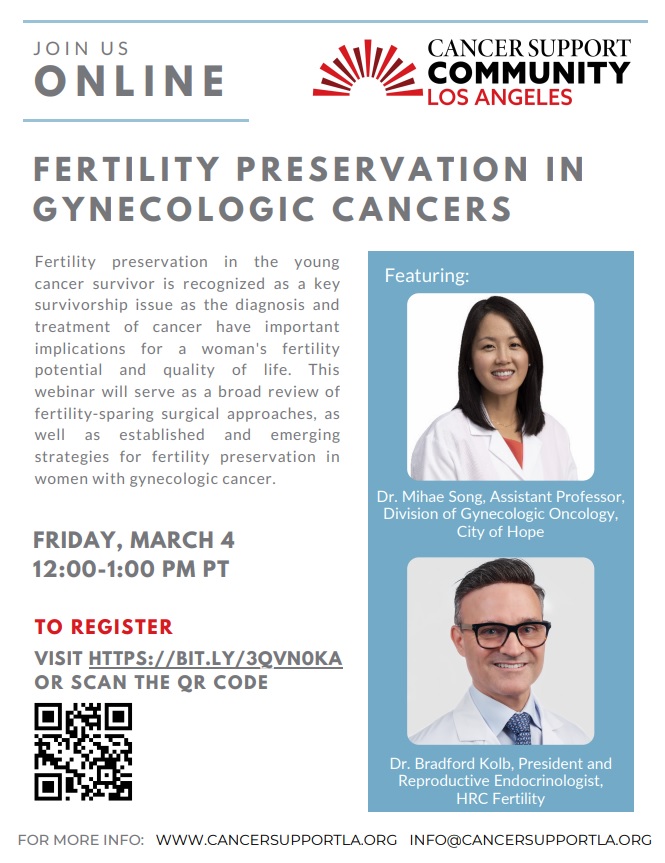 City of Hope Fertility Preservation in Gynecologic Cancers webinar flyer