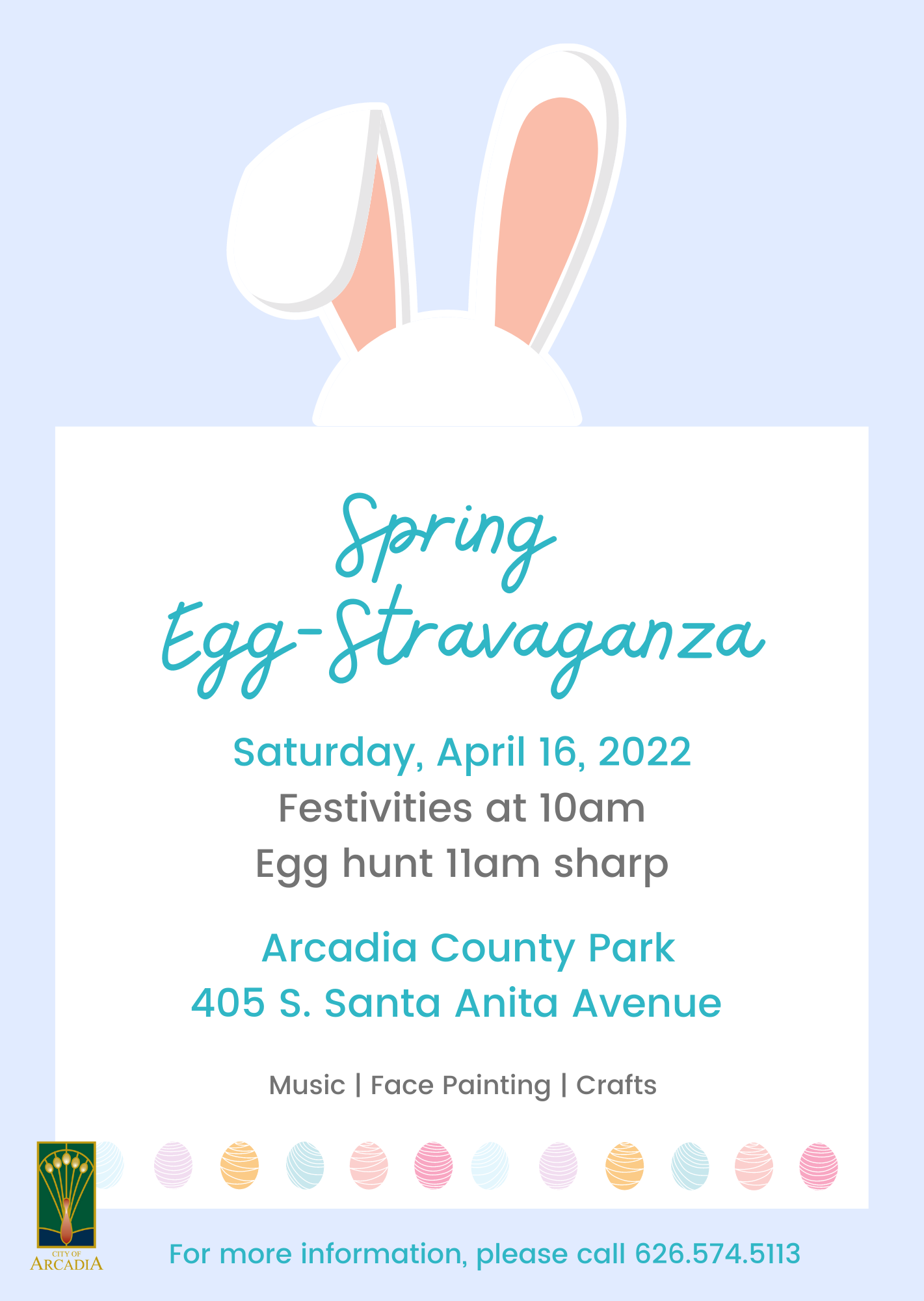 City of Arcadia spring egg-stravaganza flyer for event 