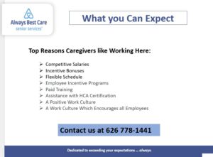 Always Best Home Care flyer showing info on becoming a caregiver