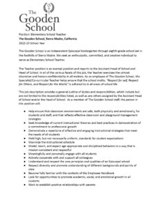 a teaching opportunity flyer for the Gooden School