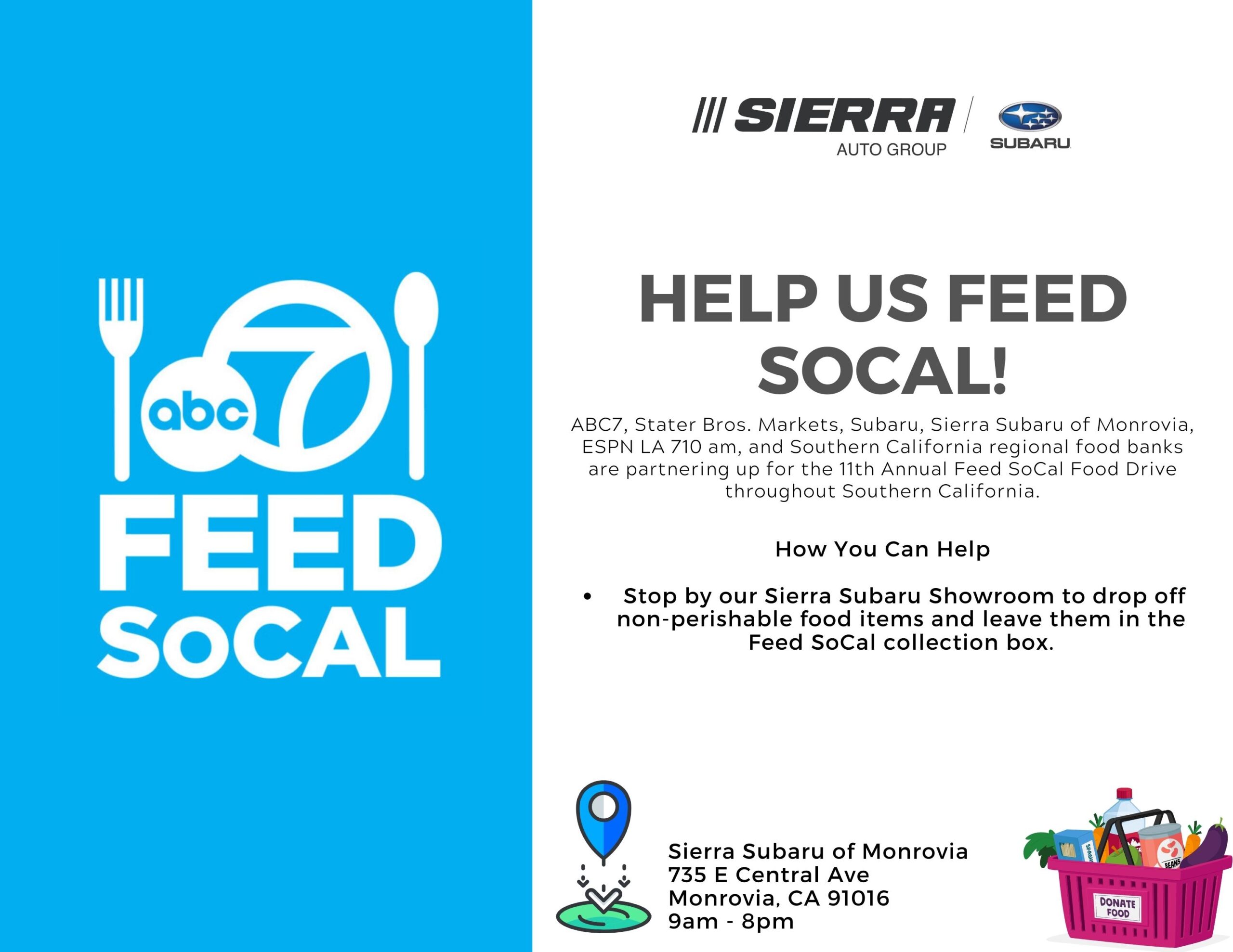 Help Us Feed SoCal with Sierra Auto Group