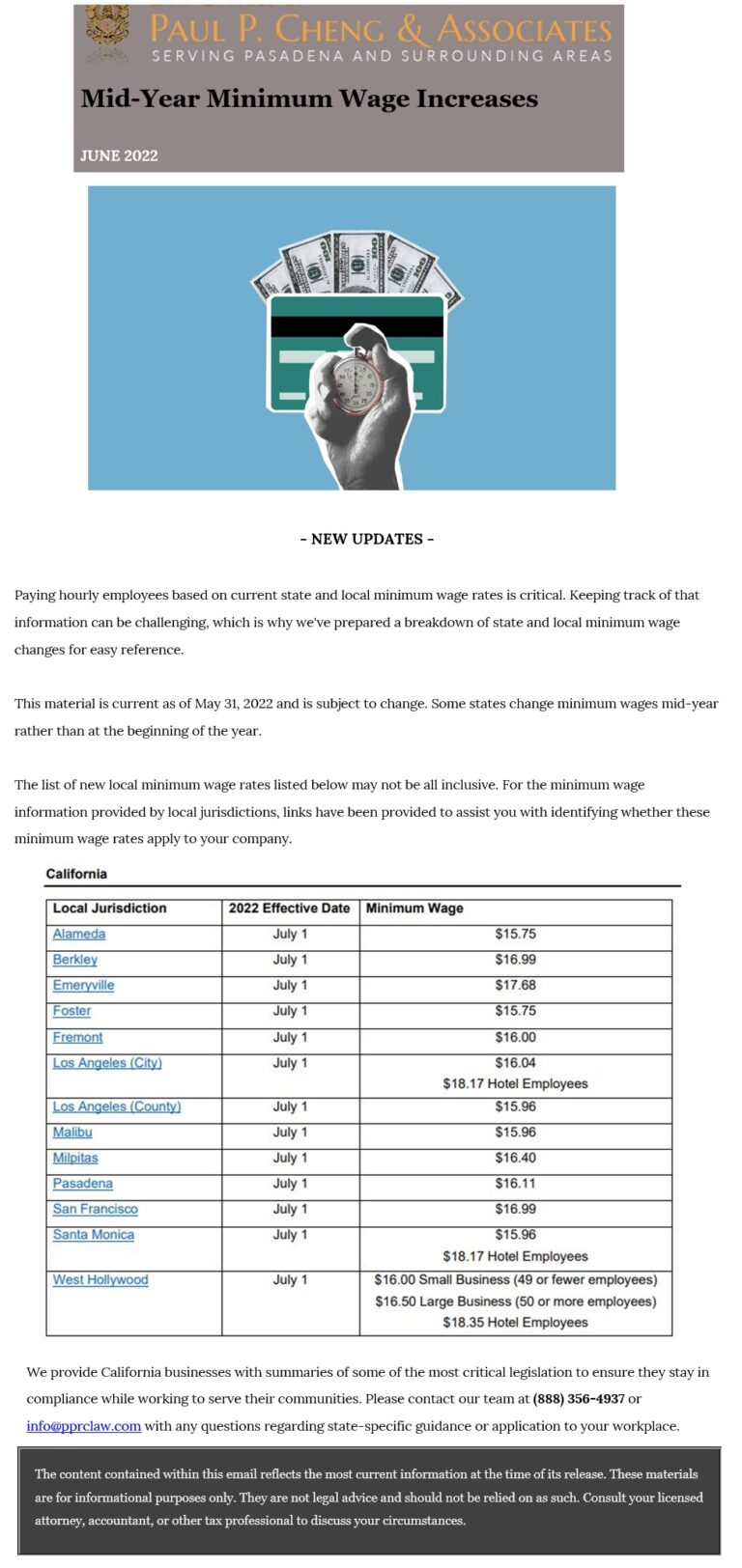 information on minimum wage increases from Paul Cheng