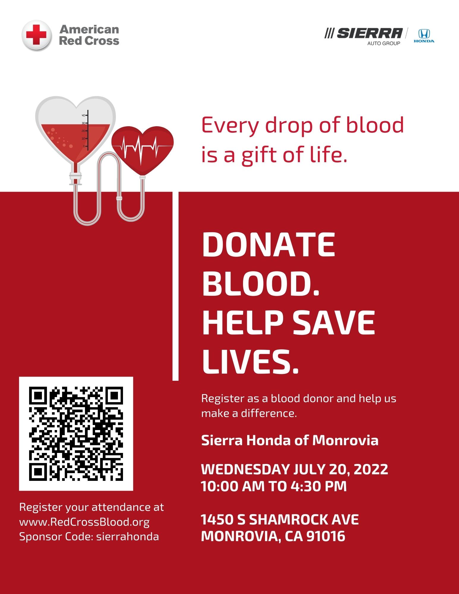 Sierra Honda of Monrovia hosts Blood Drive