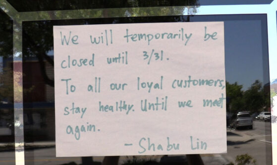 Temporarily Closed notice from a restaurant