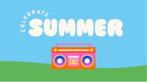 celebrate Summer with Westfield graphic showing radio against blue background 