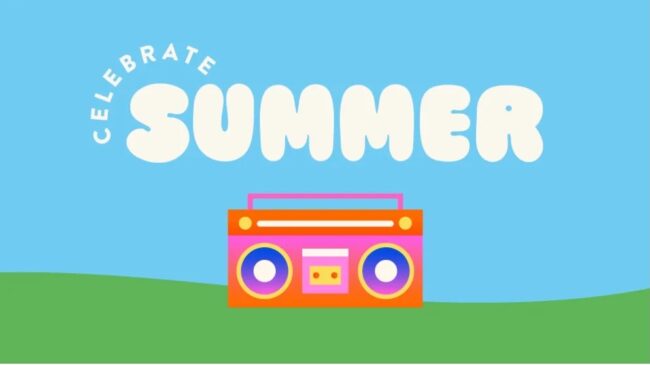 celebrate Summer with Westfield graphic showing radio against blue background