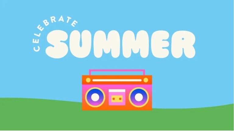 celebrate Summer with Westfield graphic showing radio against blue background