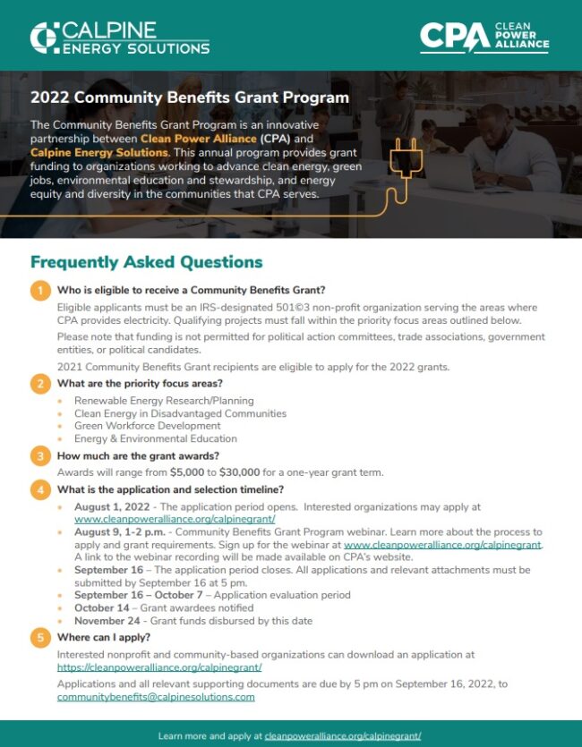 Calpine Grant Program 1 Calpine Grant Program information page 1