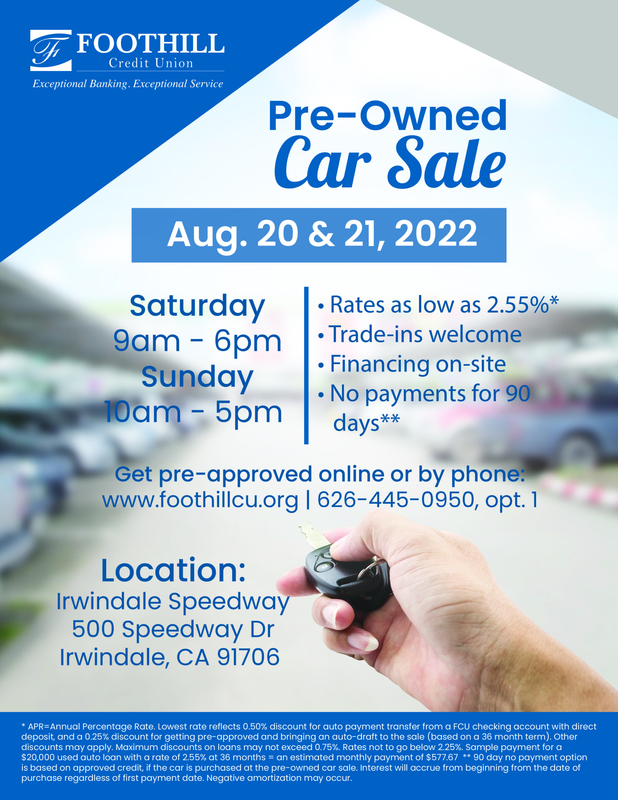 Foothill Credit Union pre-Owned Car Sale poster