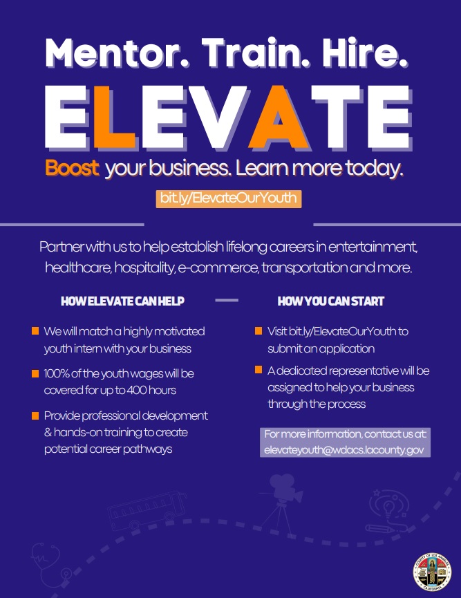 blue Elevate flyer for youth participants 