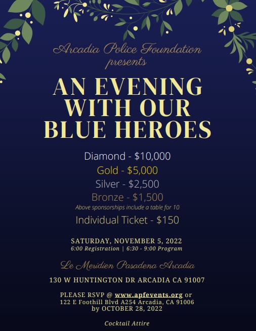 An Evening with our Blue Heroes for Arcadia Police Foundation 