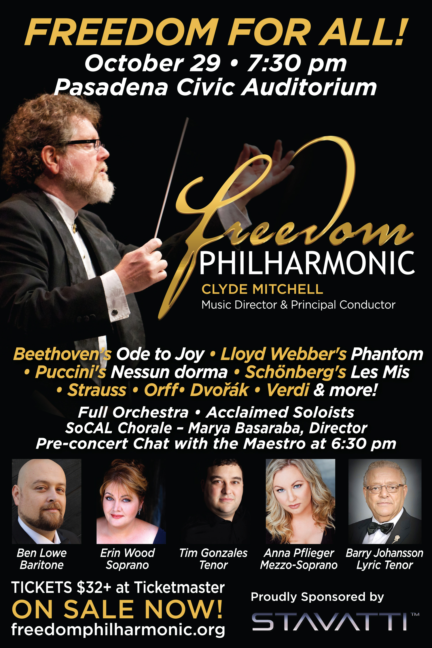 Freedom Philharmonic poster showing man conducting an orchestra