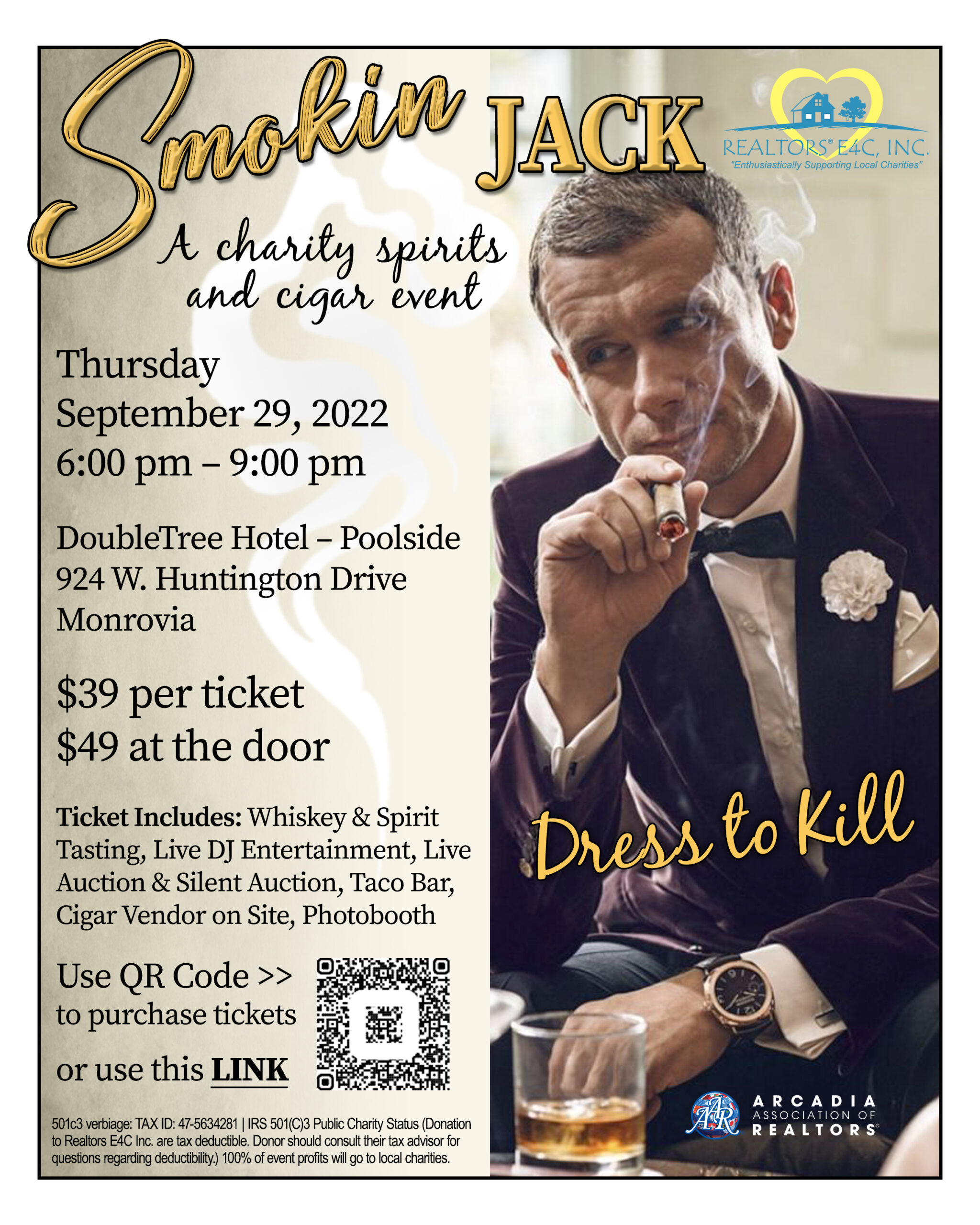 AAR flyer for Smokin Jack showing man in tuxedo smoking a ciage