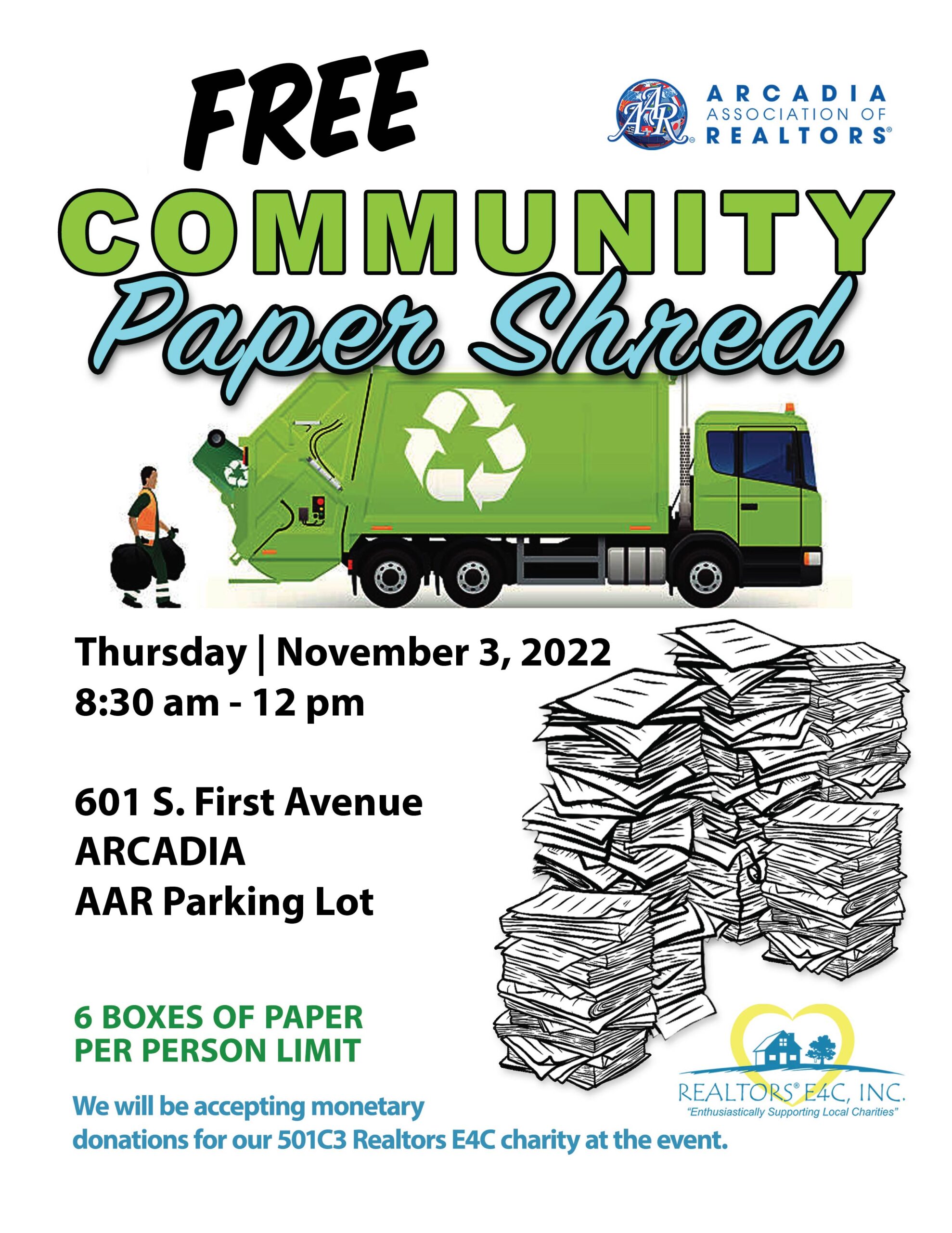 Free Community Paper Shred event from Arcadia Association of Realtors