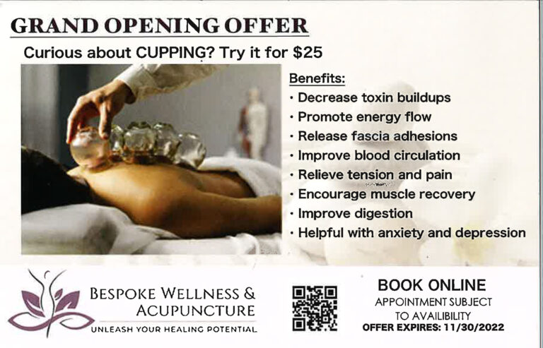 Bespoke Wellness showing a person lying on their stomach while a hand applies cups