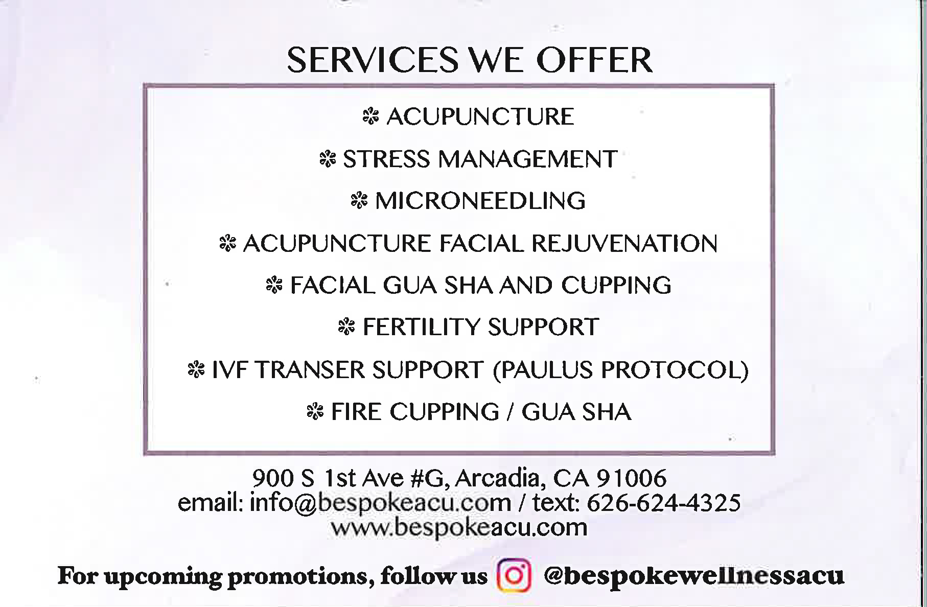 services offered by Bespoke Wellness 
