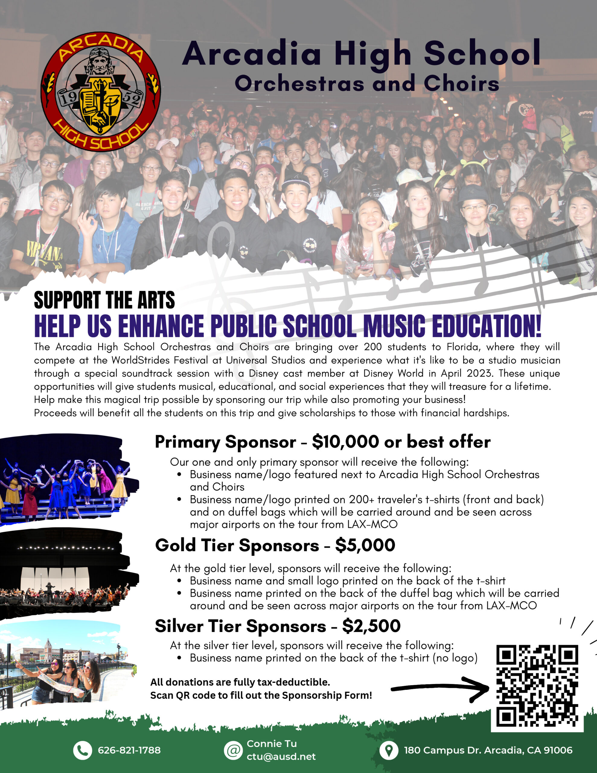 Arcadia High School Orchestra and Choir fundraiser 