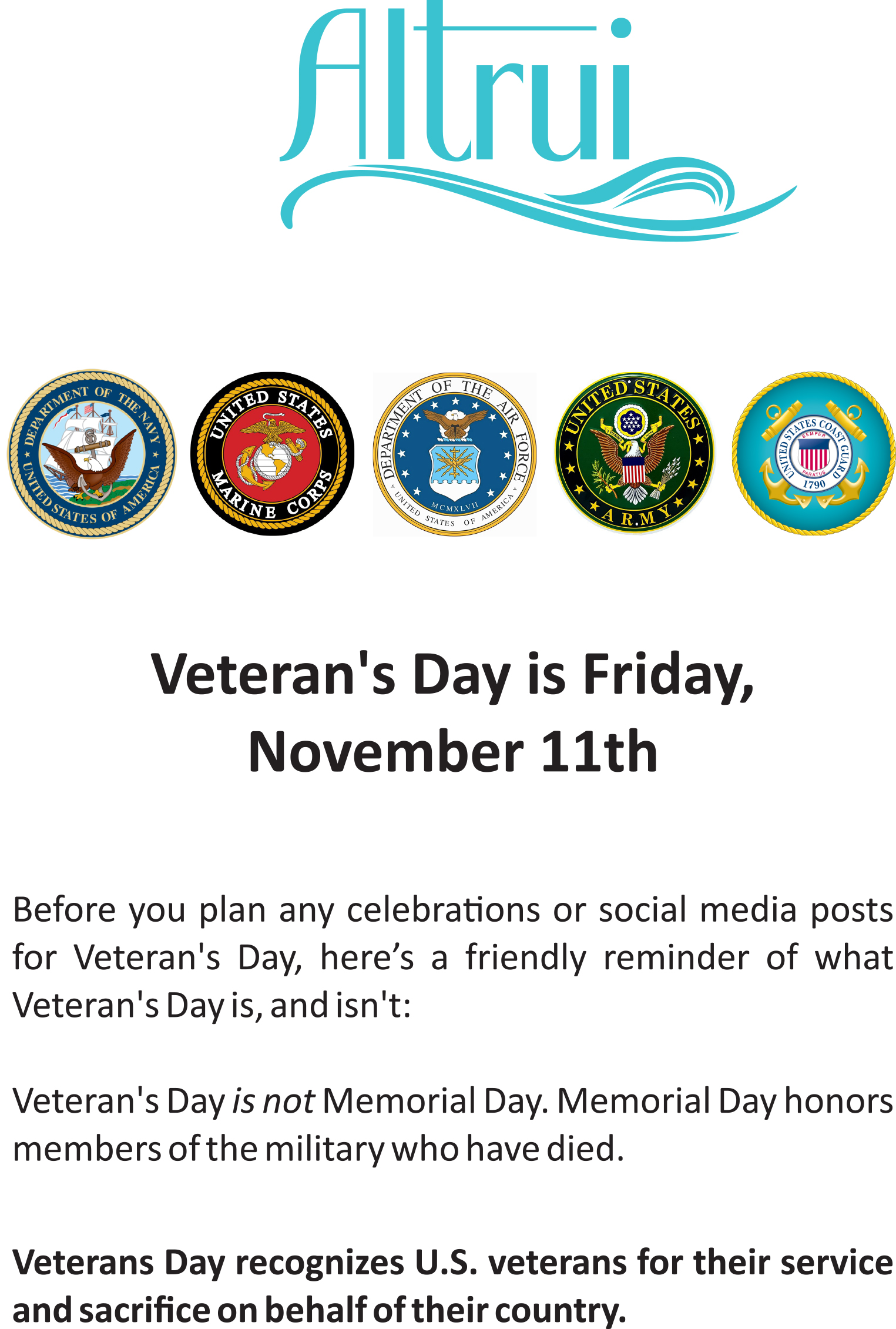 veterans day with altrui info on the day