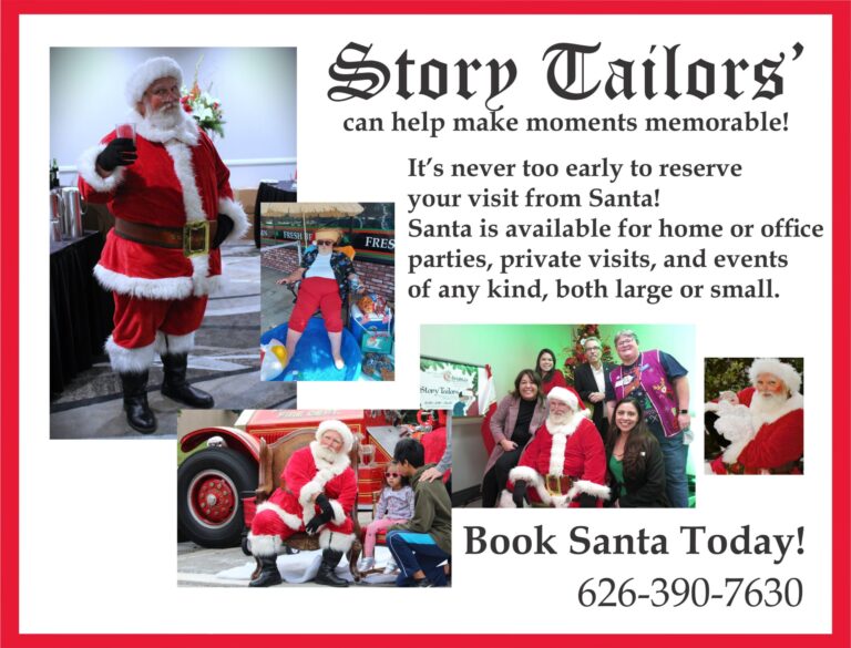 Story Tailors flyer showing Santa Clause
