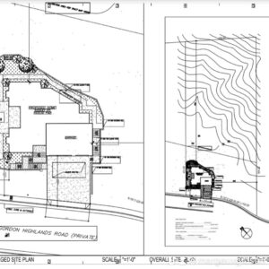 real estate listing from The Agency showing blueprints with landscaping