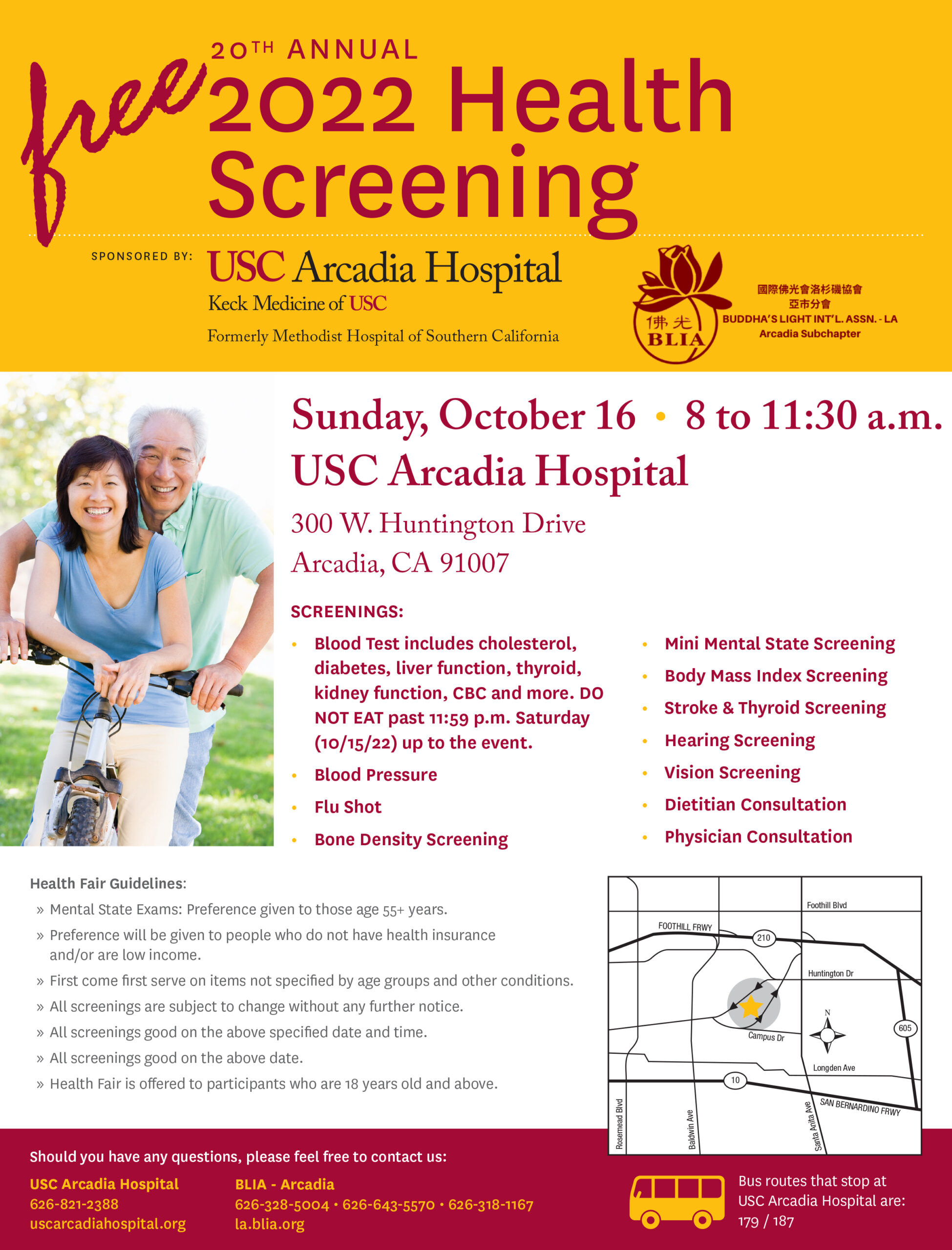 USC Arcadia Hospital free 2022 health screening