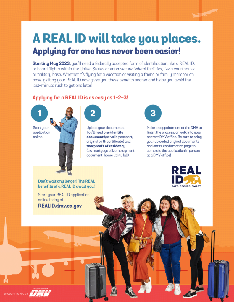 CA real ID posted showing people taking a selfie
