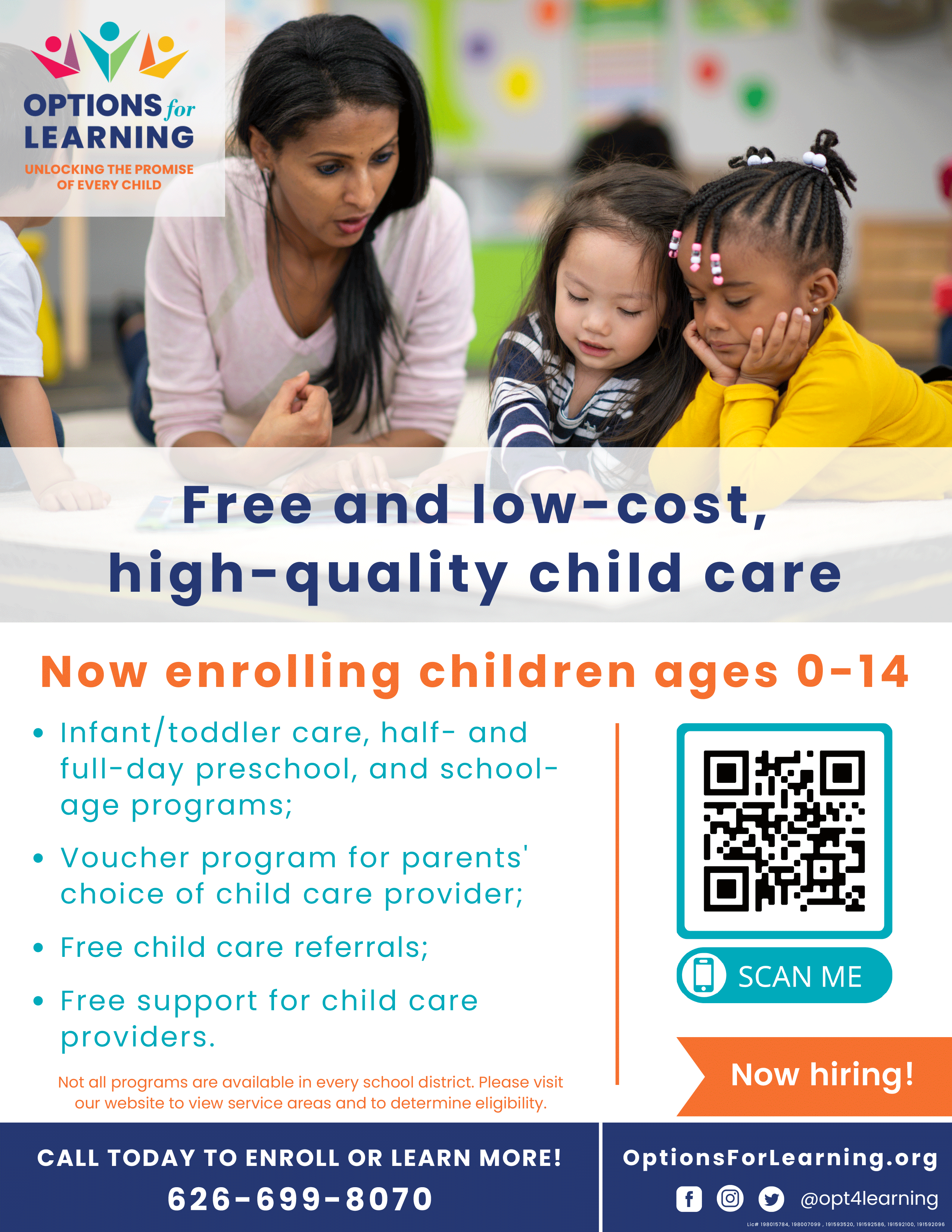 free quality and low cost childcare from Options for Learning 